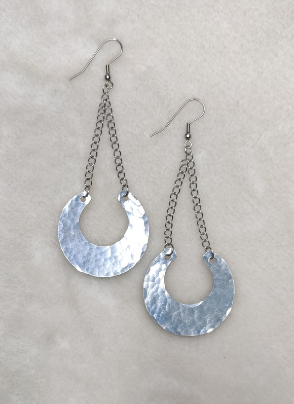 Hammered Crescent Dangle Earrings