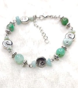 Custom Handmade Amazonite and Jade Snail Bracelet